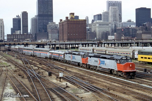 Amtrak Passenger train "Lone Star" departing Chicago in 1974