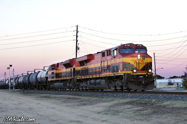 KCS manifest train eastbound at Sugar Land Texas on Dec. 13, 2010