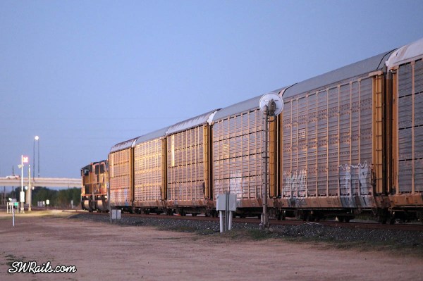 Union Pacific auto rack train at sugar Land, Texas on dec. 13, 2010