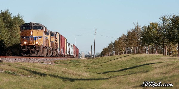 UP QEWWC freight train in Stafford, Texas