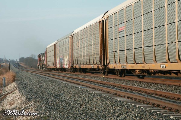 BNSF auto rack train near Temple, Texas
