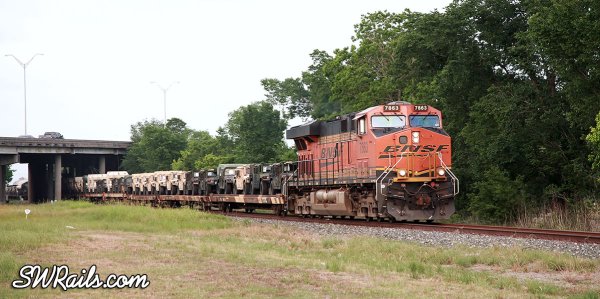 BNSF military train in Houston, TX