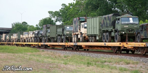 Westbound BNSF  military train in Houston TX