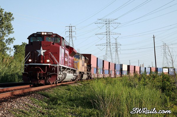 UP 1988, the Katy heritage engine at west junction, TX on 6/26/2011