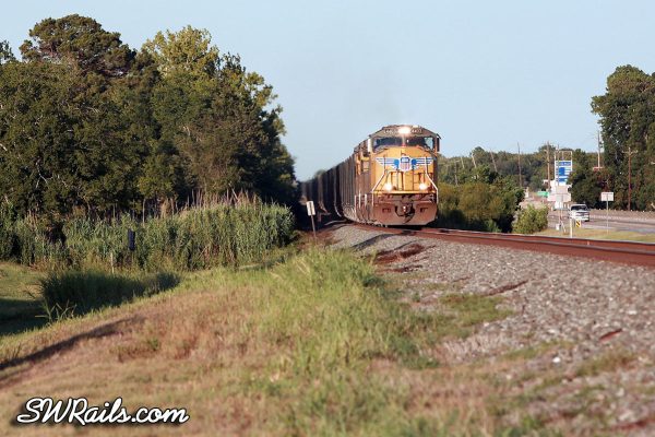 UP SD70M 4403 with an empty rock train at East Bernard, TX on Aug. 4, 2011