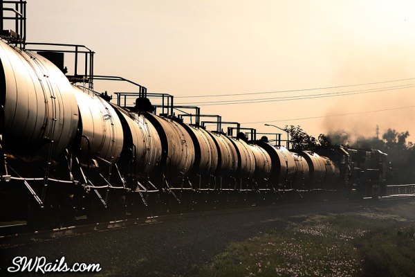 BNSF freight train at sunset, Stafford TX