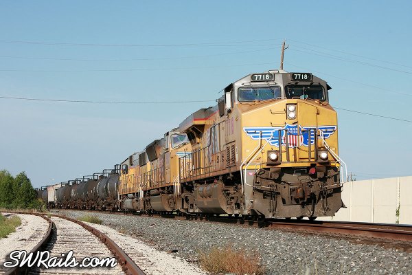 Union Pacific QEWWC freight train at Stafford, TX on 7/17/2011