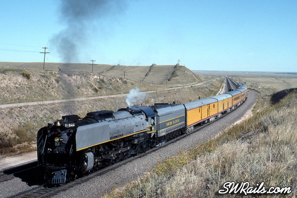 Union Pacific 844 at Greer WY on 9/16/89