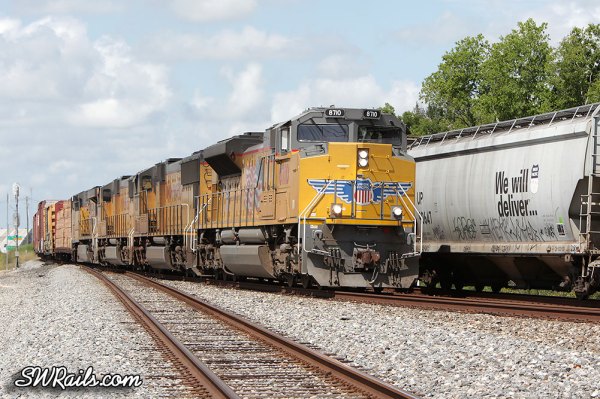 UP SD70ACe 8710 at West Junction TX on QWCEW freight train