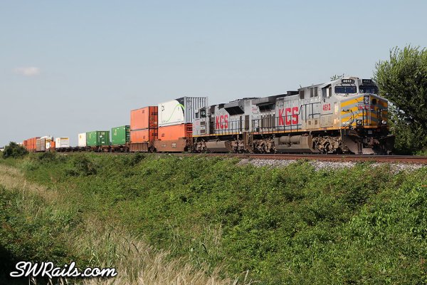 KCS AC4400CW 4612 with intermodal train at Sugar Land, TX