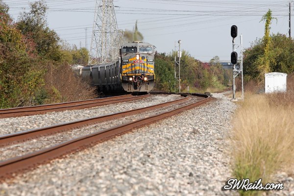 KCSM 4508 & freight train at Houston, TX