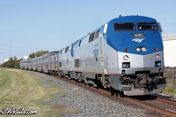 Amtrak's eastbound Sunset limited at Stafford, TX on 11/25/2012