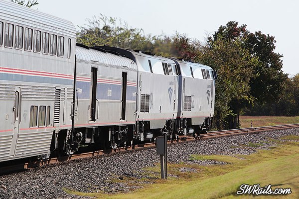 Amtrak's eastbound Sunset limited at Stafford, TX on 11/25/2012