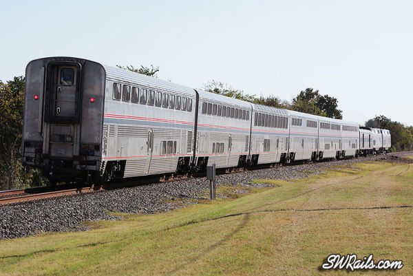Amtrak's eastbound Sunset limited at Stafford, TX on 11/25/2012