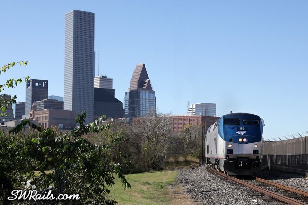 Amtrak Sunset Limited departing Houston Dec-18-2012