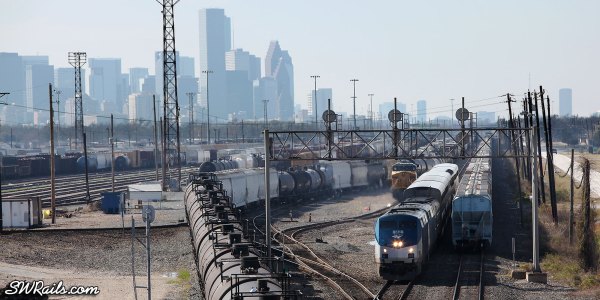 Amtrak #2 passing UP Englewood yard in Houston, TX