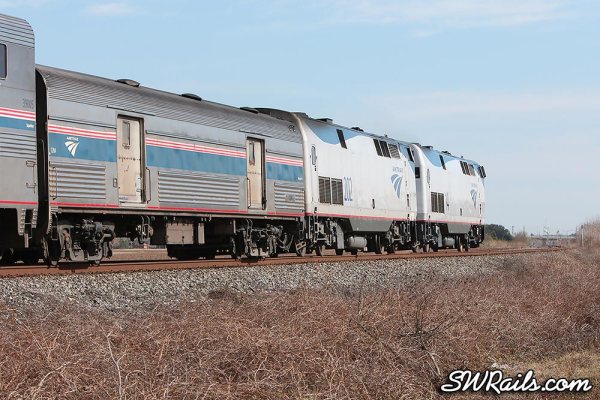 Amtrak P42DC 14 on the Sunset Limited at Sugar Land TX