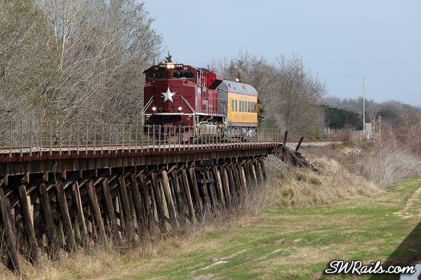 UP 1988 SD70ACE Katy Heritage on SSPSA special passenger train at East Bernard TX