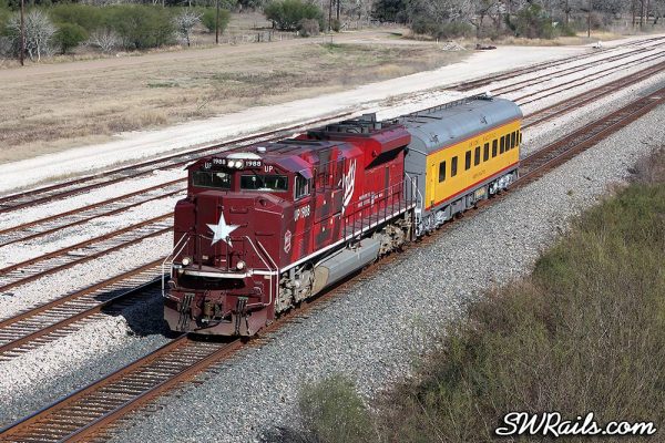 UP 1988 SD70ACE Katy Heritage on SSPSA special passenger train at Glidden TX