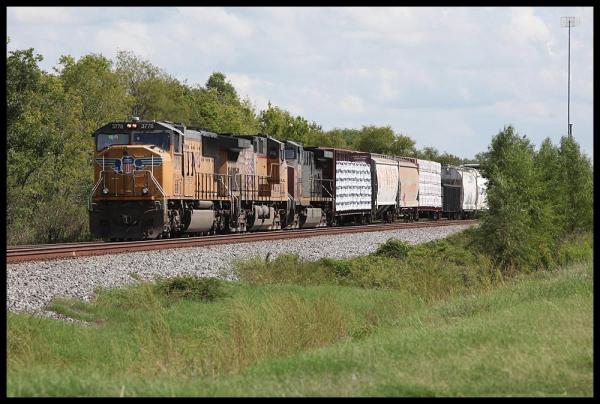 UP SD70M 3778 on MEWEG manifest train at Missouri City TX