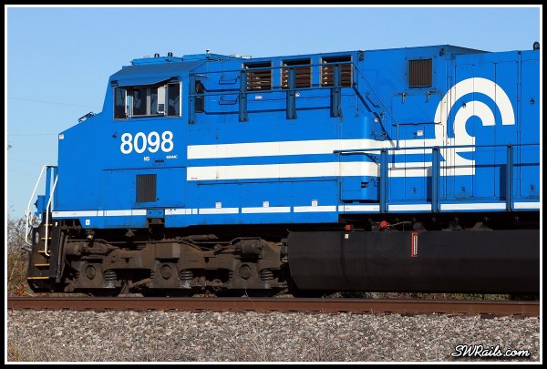 NS 8098, Conrail heritage locomotive, at Harlem, TX on 11-24-2014