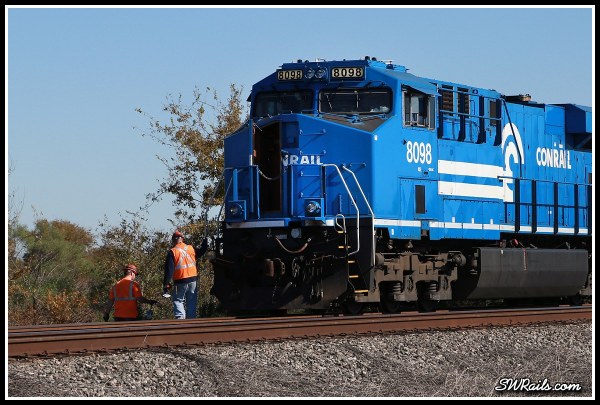 NS 8098, Conrail heritage locomotive, at Harlem, TX on 11-24-2014