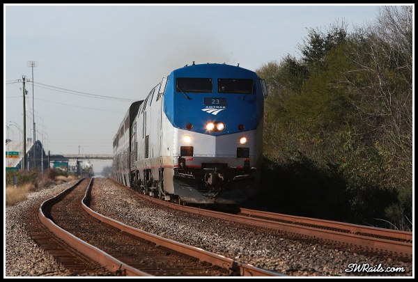 Amtrak P42 23 on train 2, Sunset limited, at Houston TX