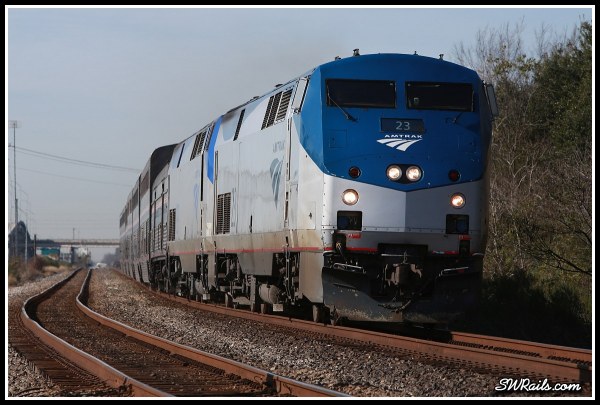 Amtrak P42 23 on train 2, Sunset limited, at Houston TX