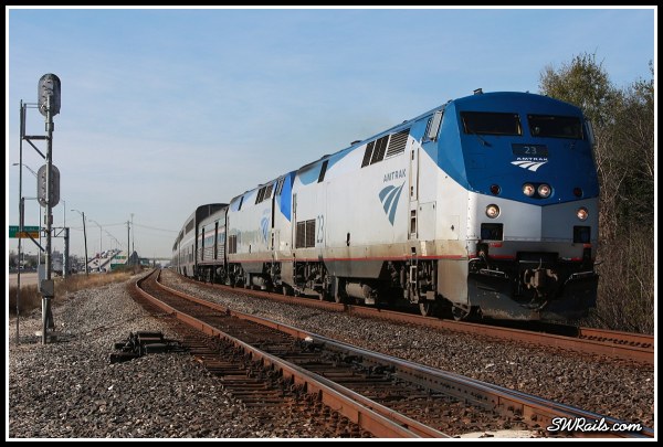 Amtrak P42 23 on train 2, Sunset limited, at Houston TX