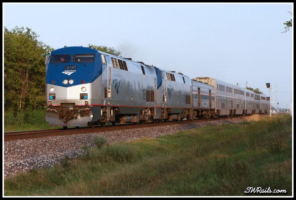Amtrak P42DC 119 on train #1, the Sunset Limited in Stafford,TX